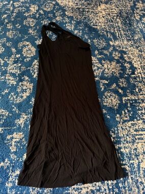 SKIMS Black Ribbed Halter Maxi Dress